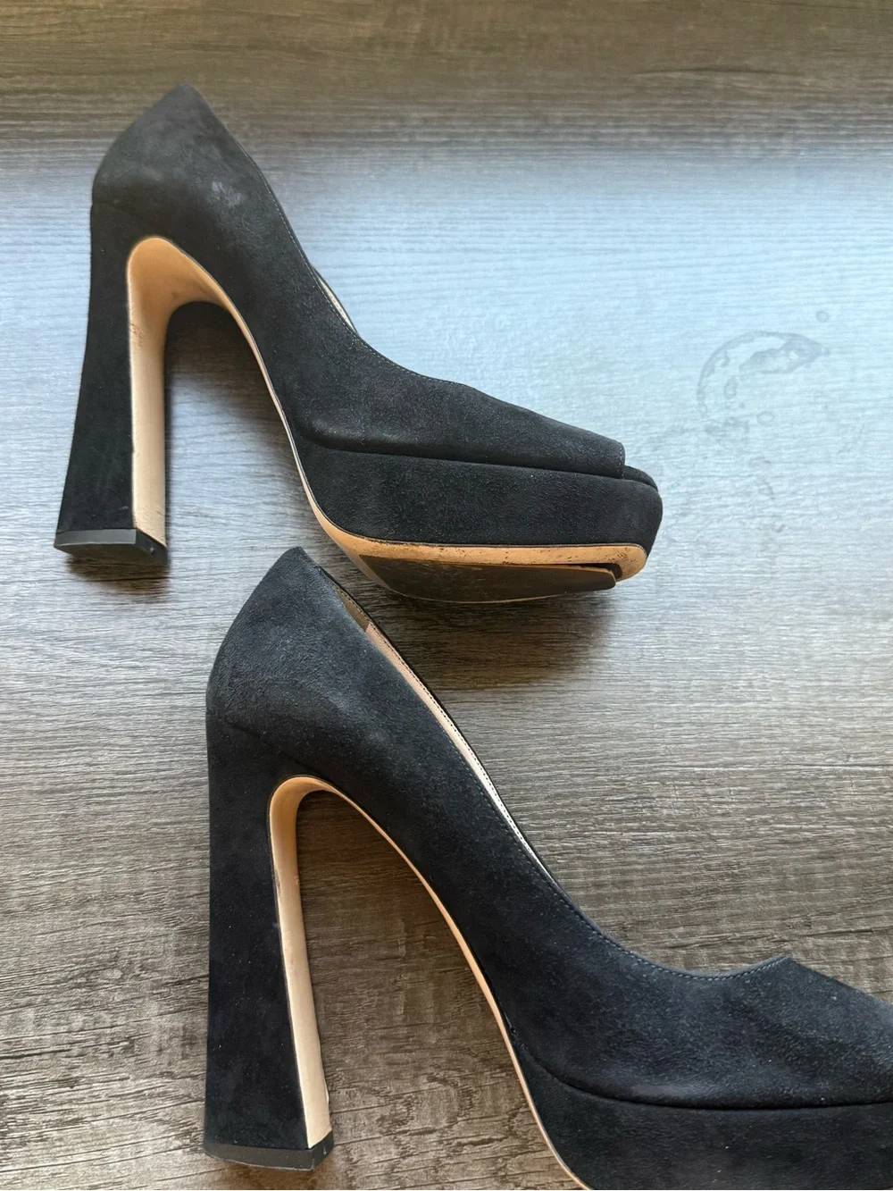 miu miu 38.5 Black Suede Platform High Heel Pumps